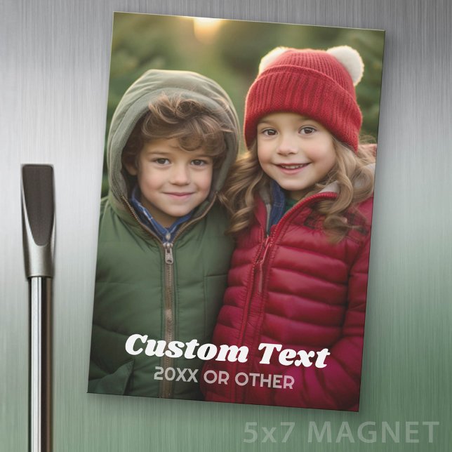 Convite Ímã de Geladeira com Foto Vertical e Texto (Photo Magnet - 5x7 size)