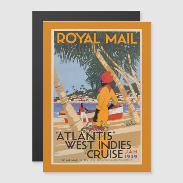 Convite imã de geladeira de Caribe de Vintage (Frente/Verso)