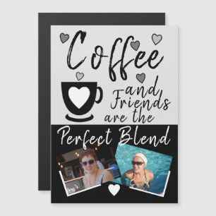 Convite Imã de geladeira de fotos pretas do Café e Amigos