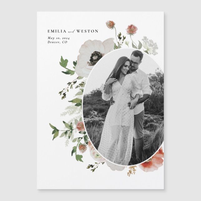 Convite Ímã de Salvar a Data de Casamento Bohemiano de Out (Frente)