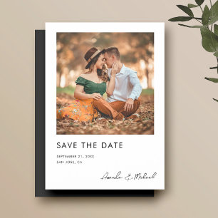 Convite Ímã de Salvar a Data de Casamento com Foto Minimal