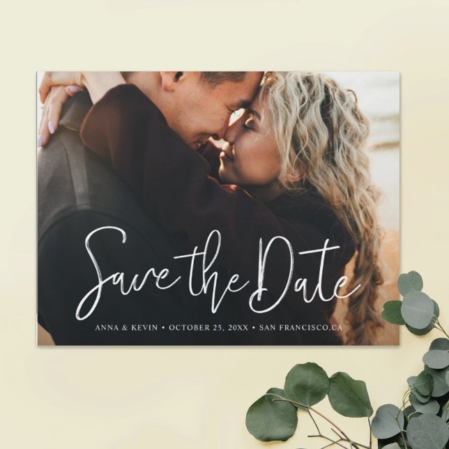 Convite Ímã de Salvar a Data de Casamento com Foto Simples (Criador carregado)