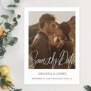 Convite Ímã de Salvar a Data de Casamento com Foto Verde M