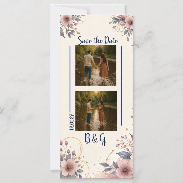 Convite Ímã de Save the Date Floral em Aquarela (Frente)