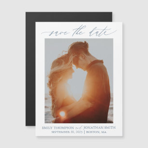 Convite Imã salve a data de Fotos Moderna em Azul Dusty