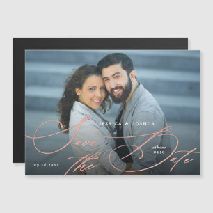 Convite Imã salve a data Elegante de Caligrafia Dourada