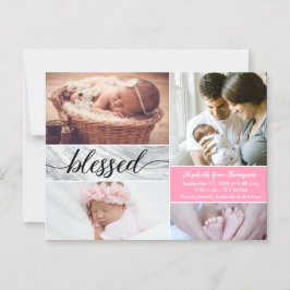 Convite Imagem de Bebê-Rapariga-Rosa-Rosa-Elegante