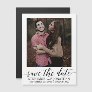 Convite Imagem de Script Moderno Imã salve a data Preto