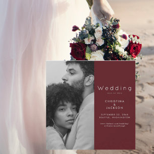 Convite Imagem do Casal Vermelho Elegante Salva a Data