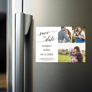 Convite Imagem do Elegante Black Calligraphy 3 Photo Save 