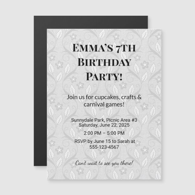 Convite Ímãs de Data de Aniversário com Foto Personalizada (Frente/Verso)