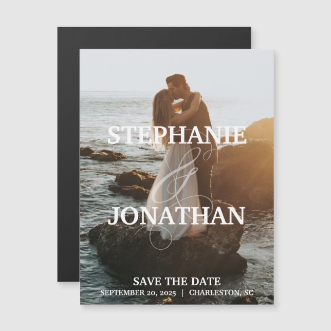 Convite Imãs salves a data com nomes em destaque (Frente/Verso)