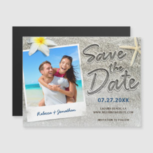 Convite Imãs salves a data de Casamento de Praia Foto  Ar