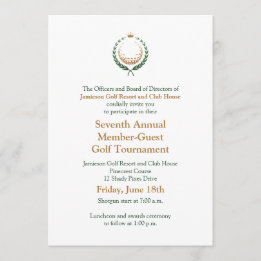 Convite incorporado do competiam do golfe