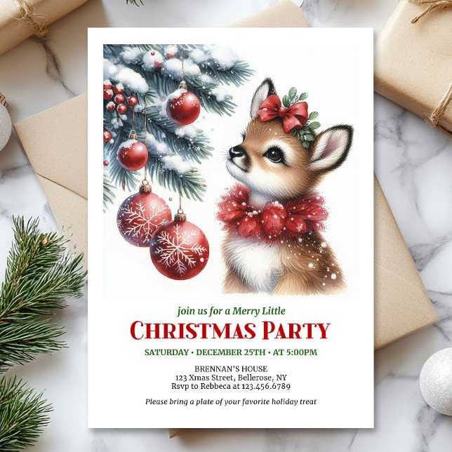 Convite infantil de Natal para floresta nevada ser (Serene snowy forest Christmas kids invitation printable)