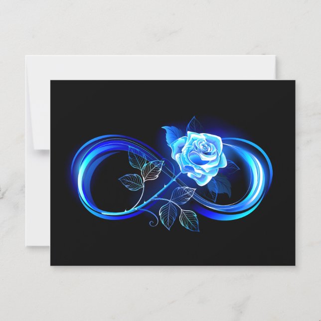 Convite Infinito brilhante com rosa azul (Frente)