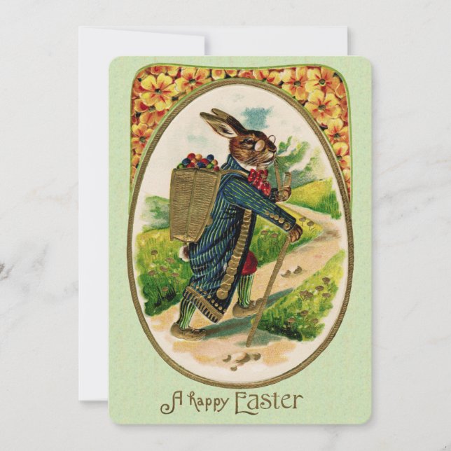 Convite Informal Antiquado de Coelho Páscoa Erudit (Frente)