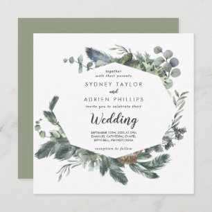Convite Informal De Casamento De Winter Greenery