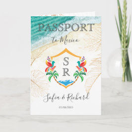 Convite Iniciais de Passaporte de Destino de Casamento do 