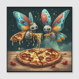 Convite Insetos engraçados e fofos comendo uma pizza ideia