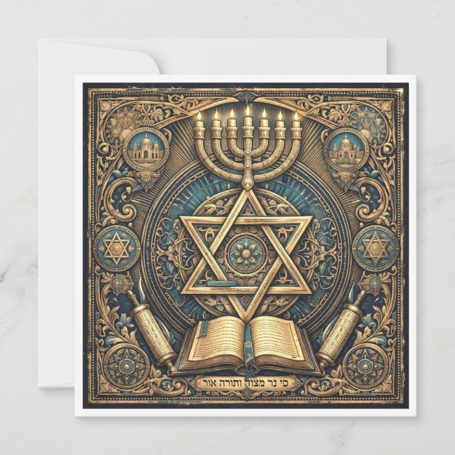 Convite Inspirado na Judaica para uma cerimônia re (Frente)