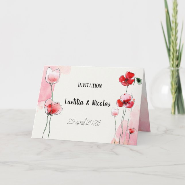 Convite Invitation "Coquelicots" (Frente)