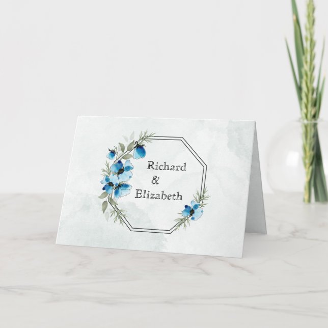 Convite Invitation "Fleurs bleues" (Frente)