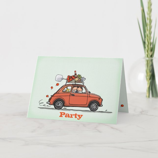 Convite Invitation Greeting Card Vintage Fiat 500 (Frente)