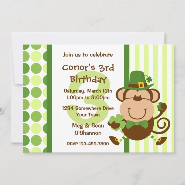 Convite irlandês afortunado do aniversário do (Frente)