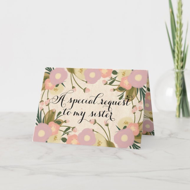 Convite Irmã Chic Floral Você Será Minha Madrinha de casam (Frente)