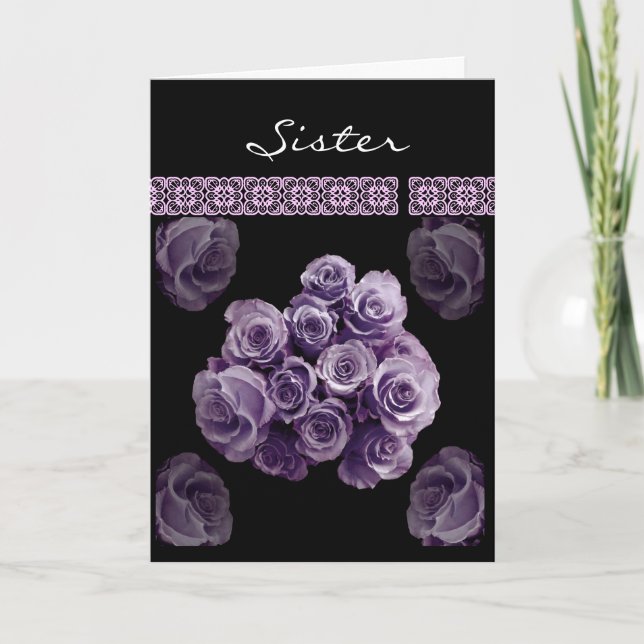 Convite IRMÃ Sê A Minha Cabra RPURPLE Rose Bouquet (Frente)