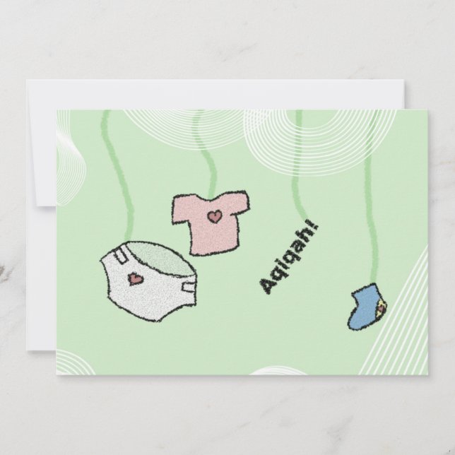 Convite islâmico Aqiqa - celebração de bebês (Frente)