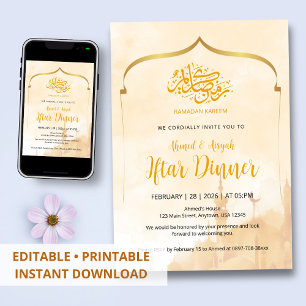 Convite Islâmico para Iftar com Arco Dourado em Aq