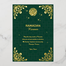 Convite Islâmico Ramadan Kareem com Folha de Ouro