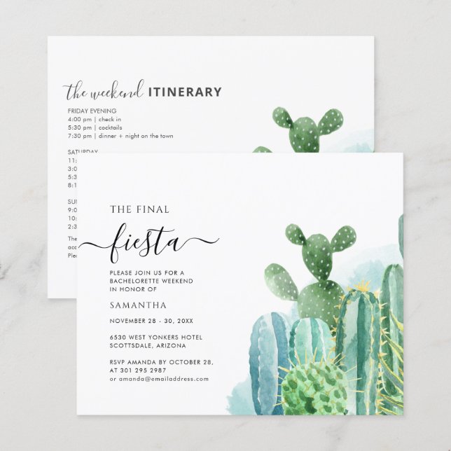 Convite Itinerário de Festa de Bachelorette de Orç (Frente/Verso)