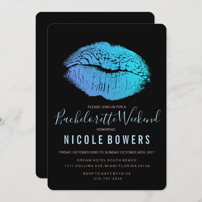 Convite Itinerário de Fim de Semana de Bachelorett (Frente/Verso)