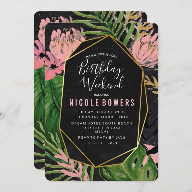 Convite Itinerário no Fim de Semana de Aniversário (Frente/Verso)