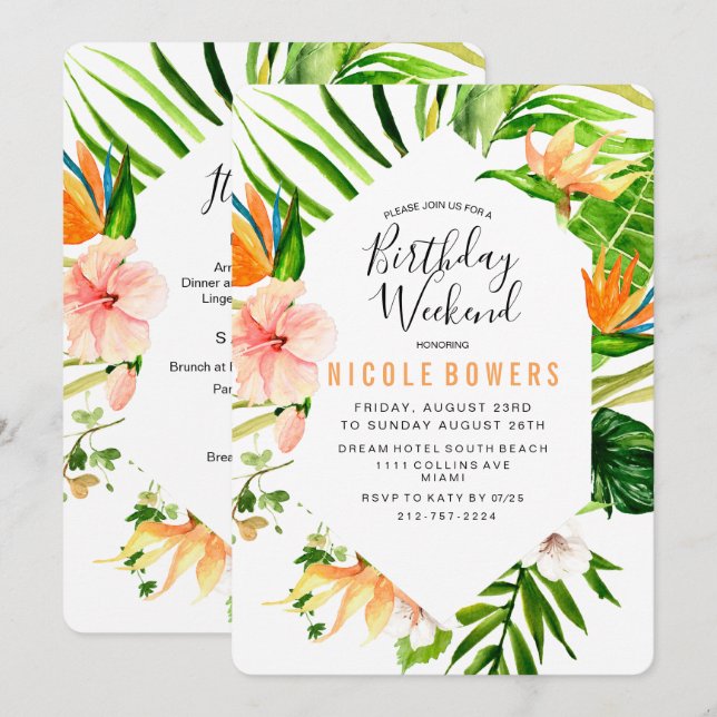 Convite Itinerário no Fim de Semana de Aniversário (Frente/Verso)