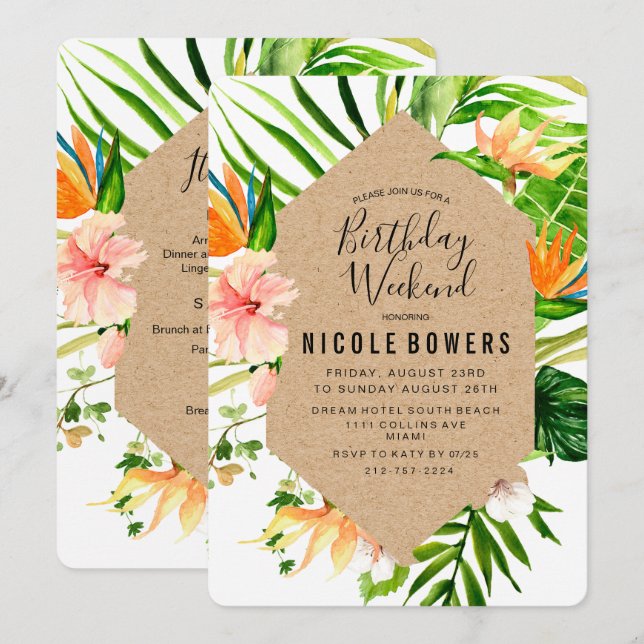 Convite Itinerário no Fim de Semana de Aniversário (Frente/Verso)