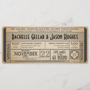 Convite IV do bilhete do casamento vintage -- 40s