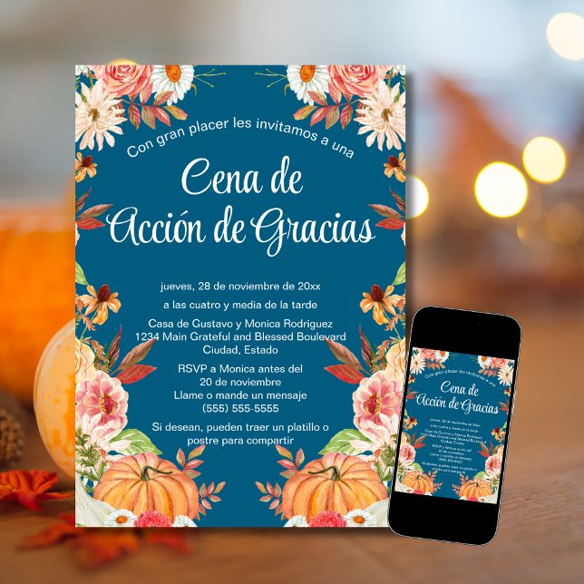 Convite Jantar de Ação de Graças Abóbora Azul (Criador carregado)