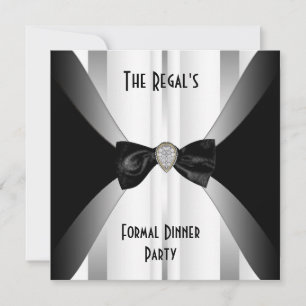 Convite Jantar Formal Preto Branco Arco Prata