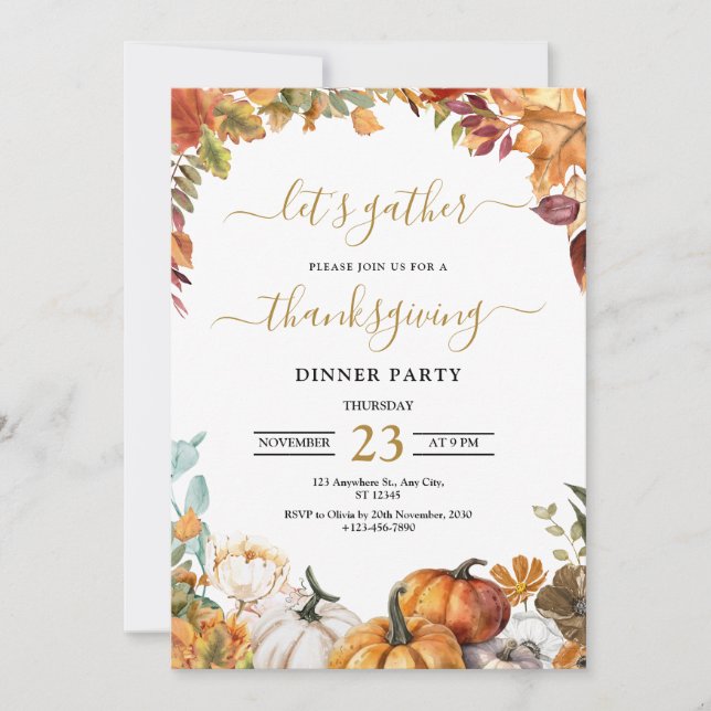 Convite Jante de Ação de Graças, Obrigados de Vamo (Frente)