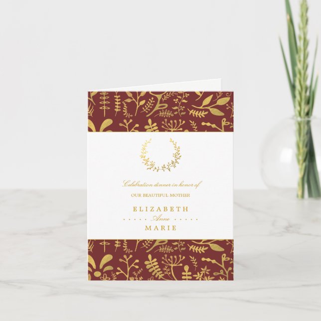 Convite Janto de Dia de as mães Floral Dourado Elegante (Frente)