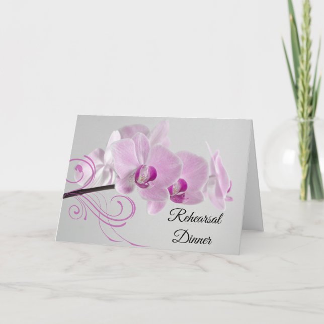 Convite Janto de ensaio de Elegância Orquídea Rosa (Frente)