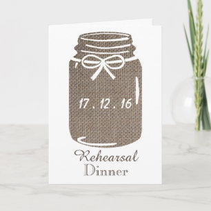 Convite Janto de Ensaio Rustic Burlap Mason Jar