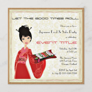 Convite japonês do costume do partido do sushi da
