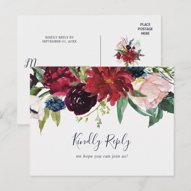 Convite Jardim do outono | Cartão postal RSVP de Escolha d (Frente/Verso)