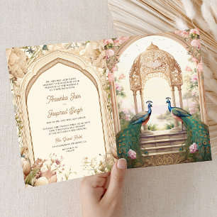 Convite Jardim Floral Pavões Palácio Indiano Casamento