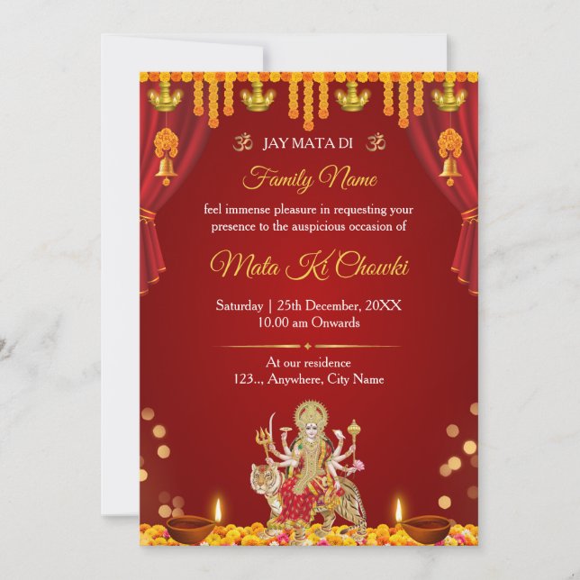 Convite Jay Mata Di Mata Ki Chowki (Frente)